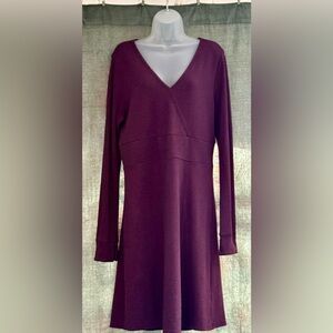 Horny Toad Finlay Faux Wrap Long Sleeve Dress in Burgundy Size X Large